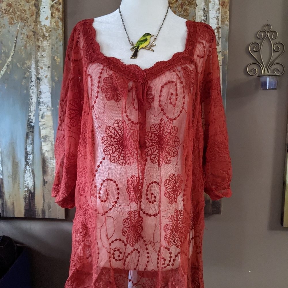 Orange Lace Cato Tunic Top
